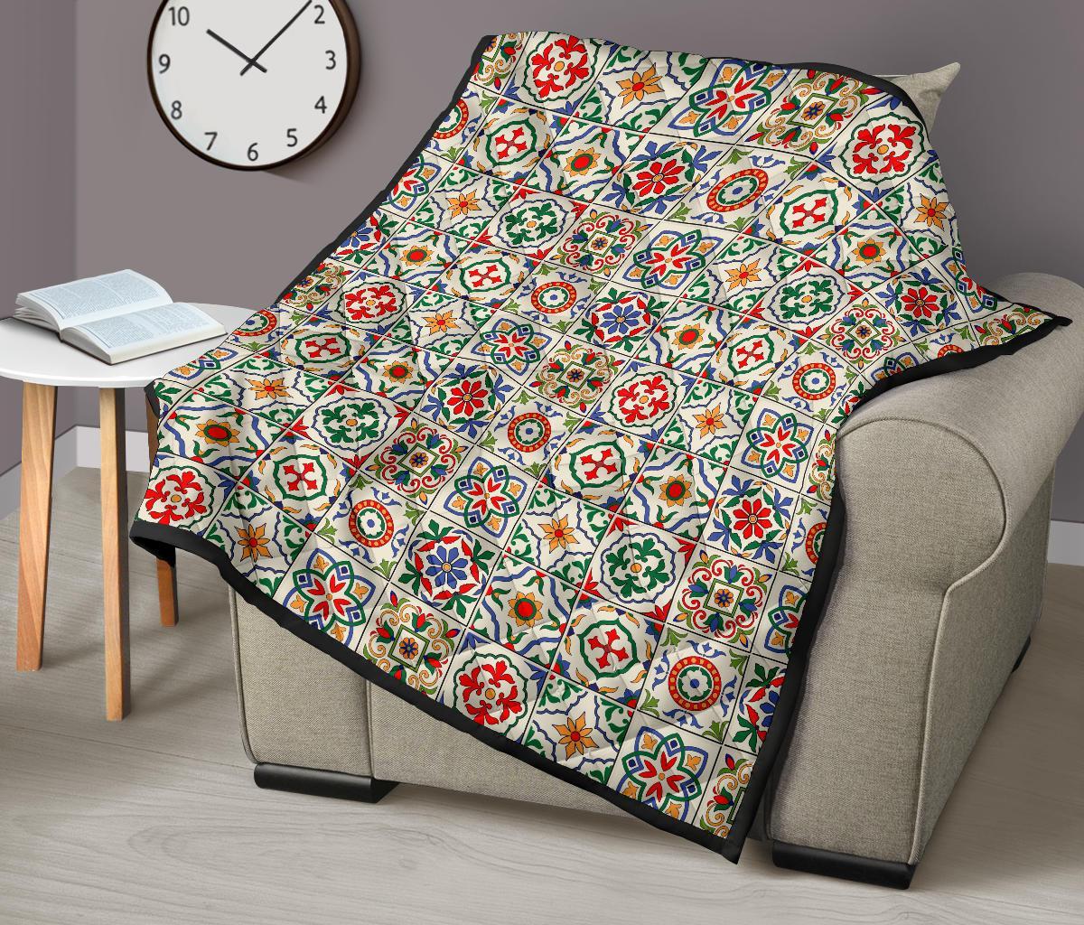 Mosaic Colorful Print Pattern Quilt-grizzshop