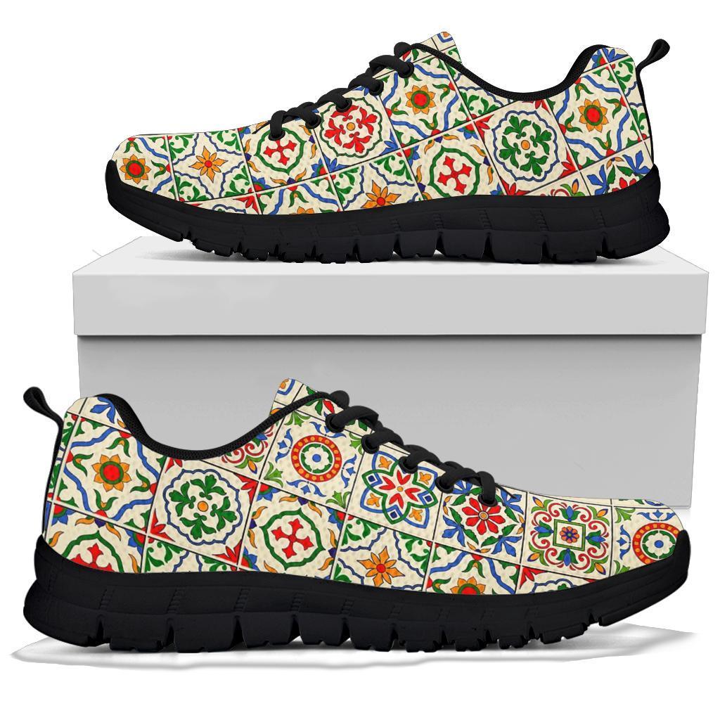 Mosaic Colorful Print Pattern Sneaker Shoes For Men Women-grizzshop