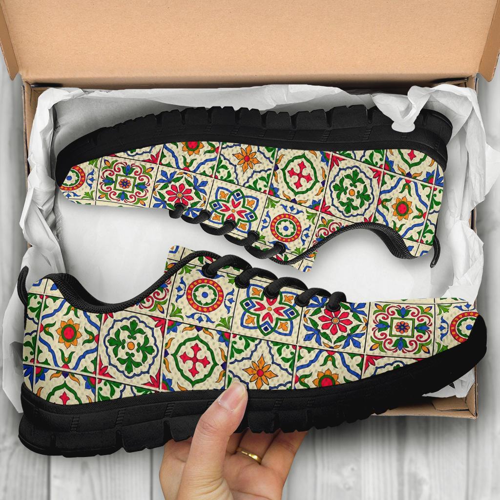 Mosaic Colorful Print Pattern Sneaker Shoes For Men Women-grizzshop
