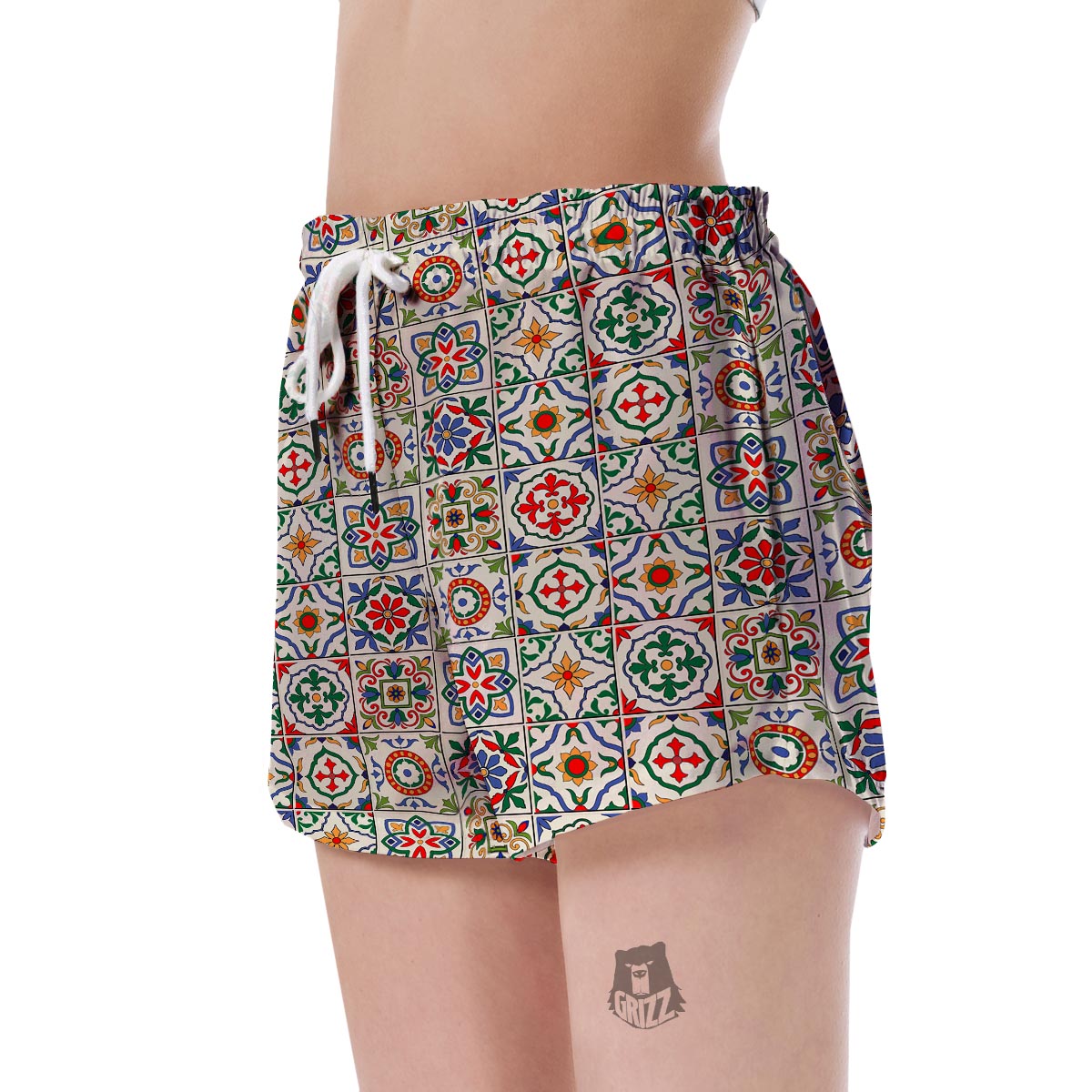 Mosaic Colorful Print Pattern Women's Shorts-grizzshop