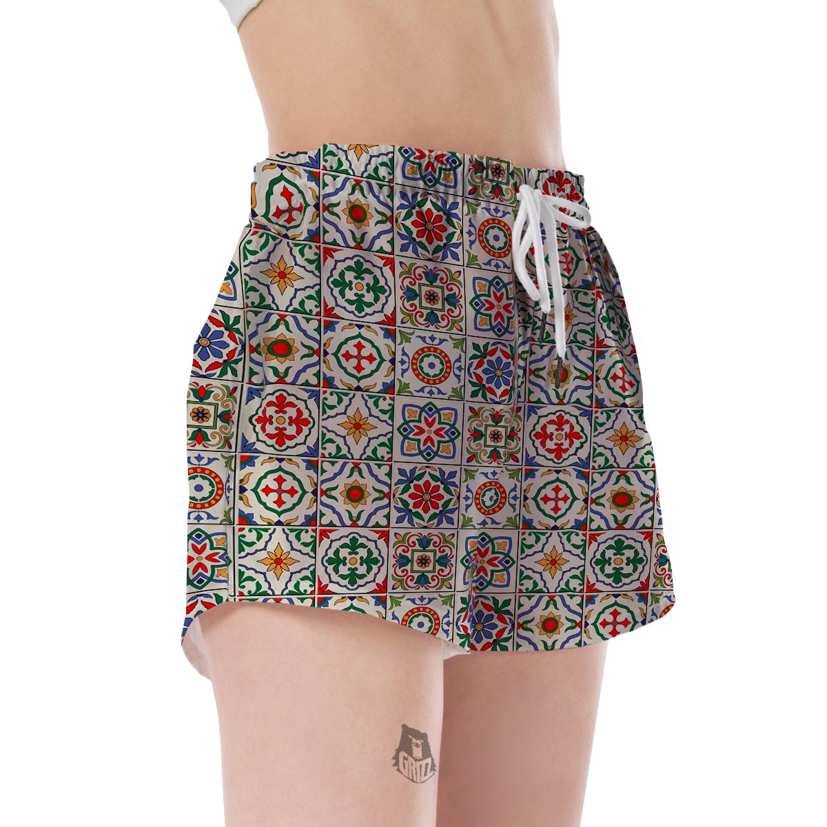 Mosaic Colorful Print Pattern Women's Shorts-grizzshop