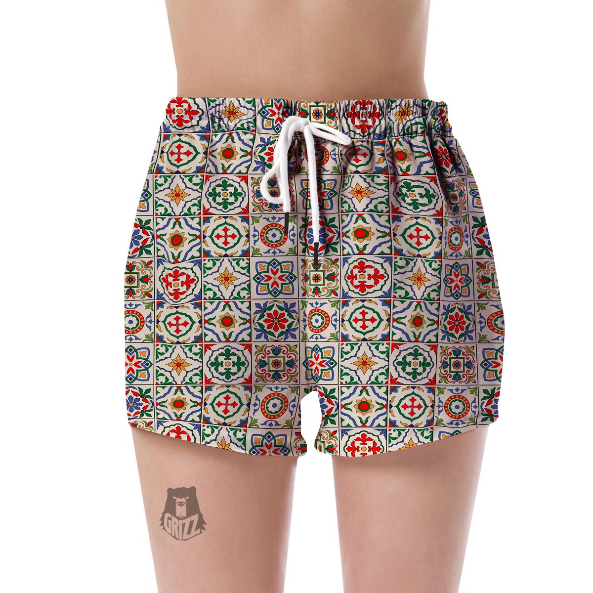 Mosaic Colorful Print Pattern Women's Shorts-grizzshop