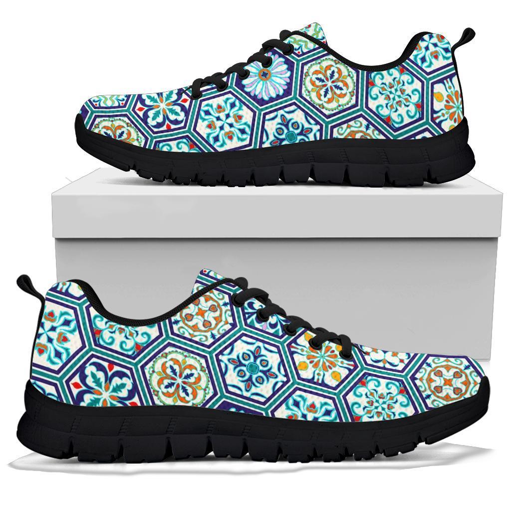 Mosaic Pattern Print Sneaker Shoes For Men Women-grizzshop
