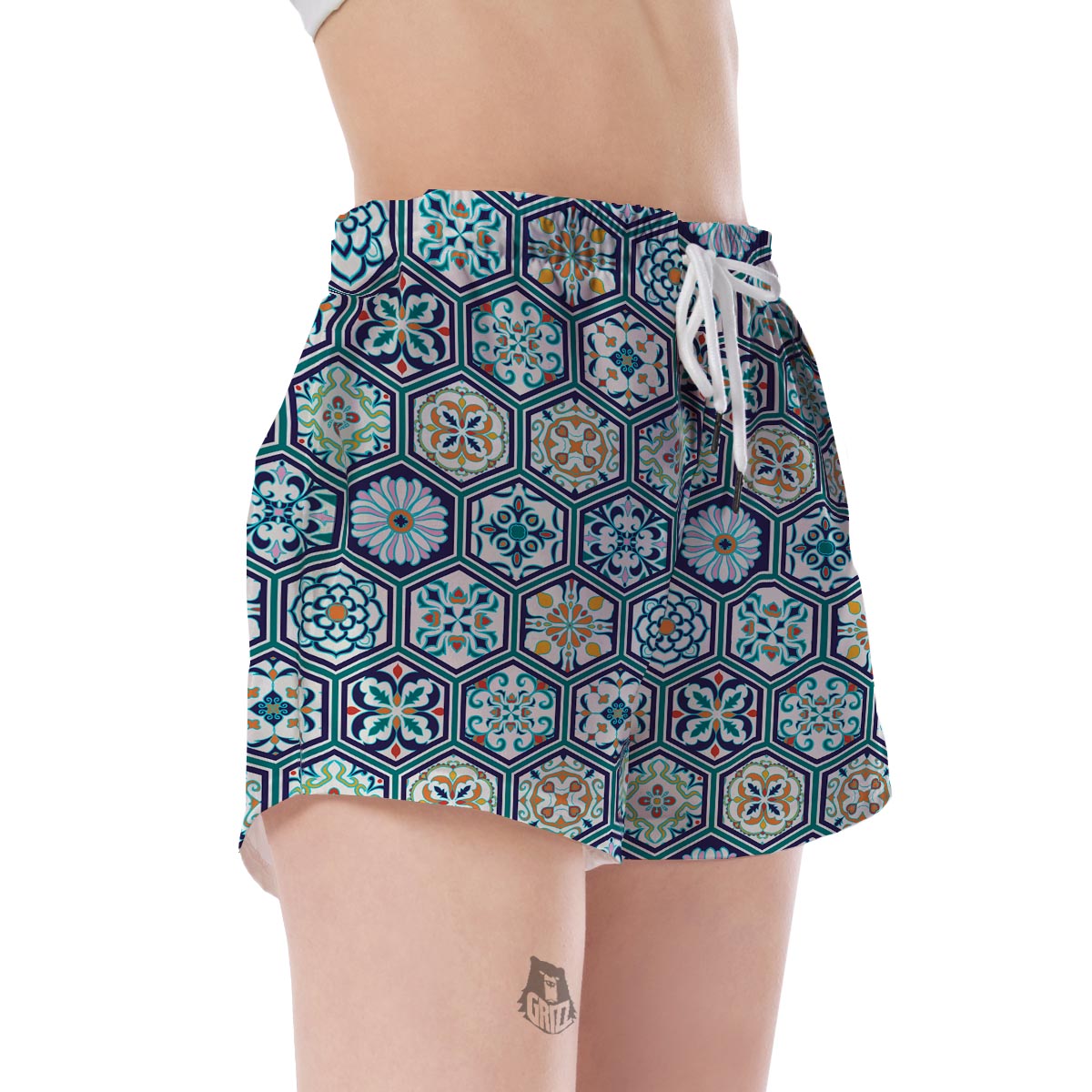 Mosaic Pattern Print Women's Shorts-grizzshop