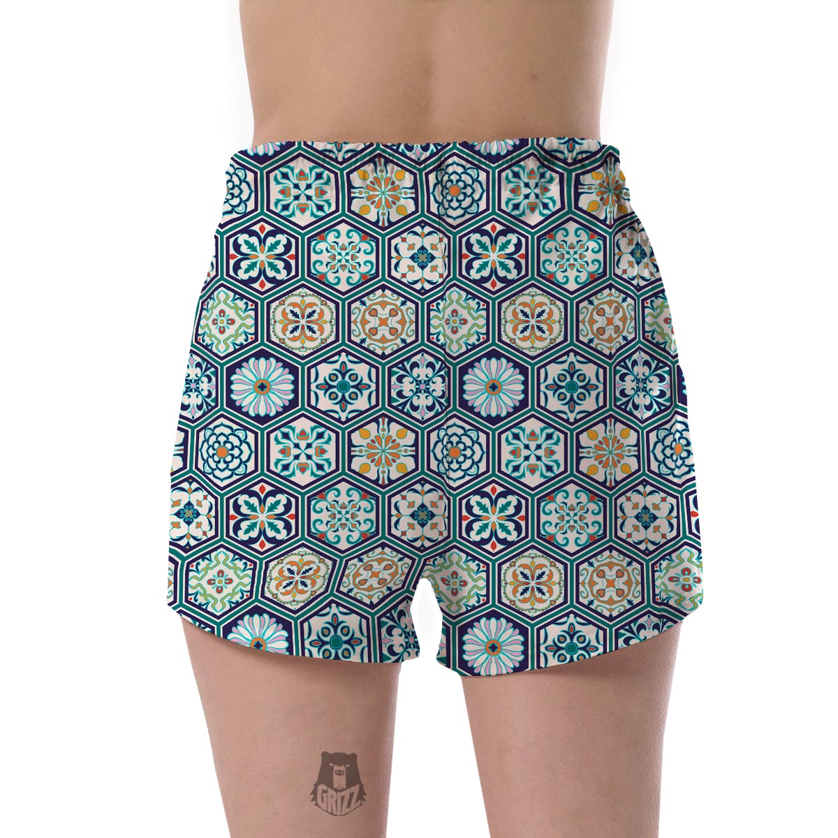 Mosaic Pattern Print Women's Shorts-grizzshop