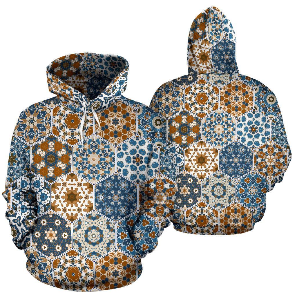 Mosaic Print Pattern Men Women Pullover Hoodie-grizzshop