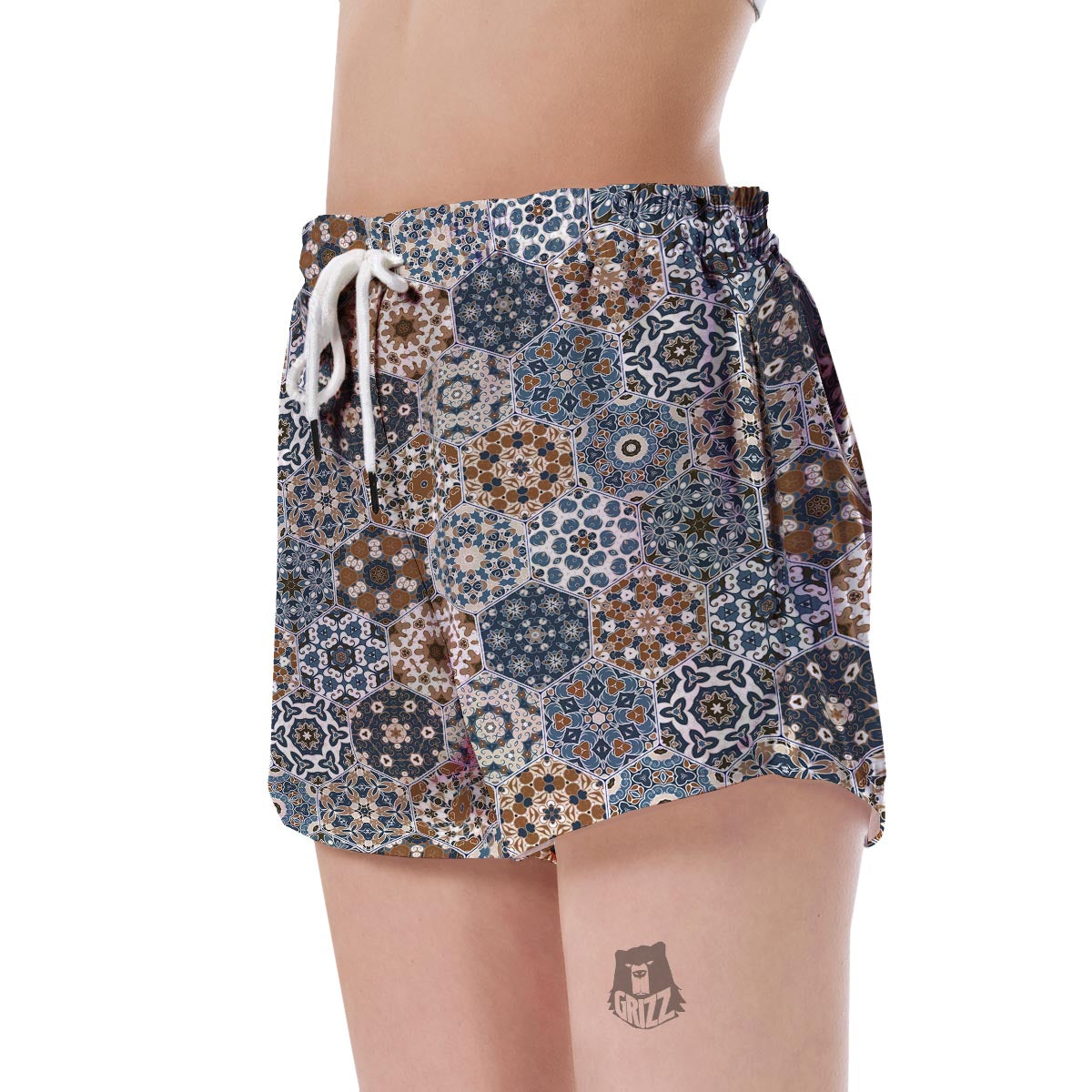 Mosaic Print Pattern Women's Shorts-grizzshop