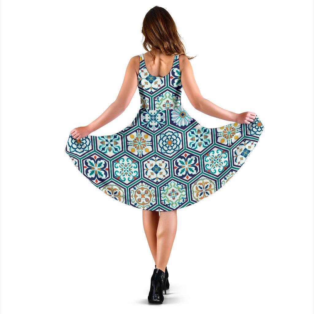Mosaic Pattern Print Dress-grizzshop