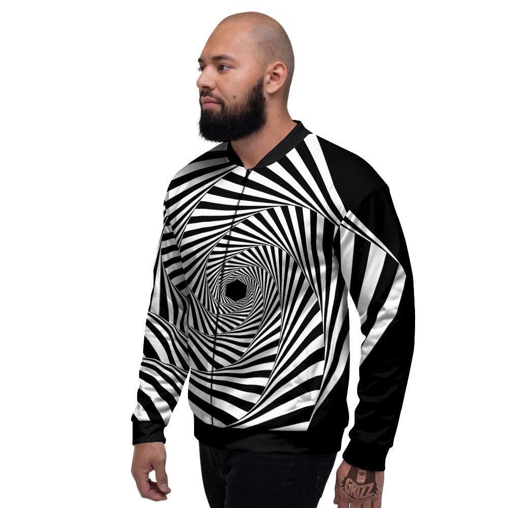 Motion Illusion Angular Swirl Print Men's Bomber Jacket-grizzshop