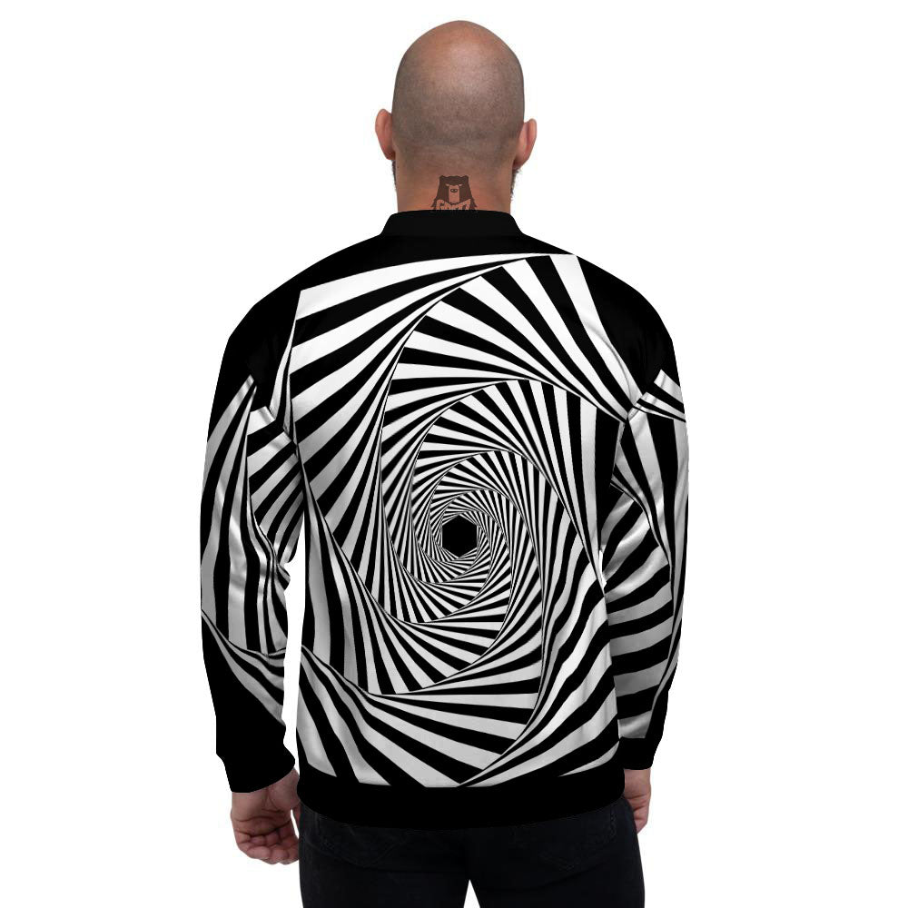 Motion Illusion Angular Swirl Print Men's Bomber Jacket-grizzshop