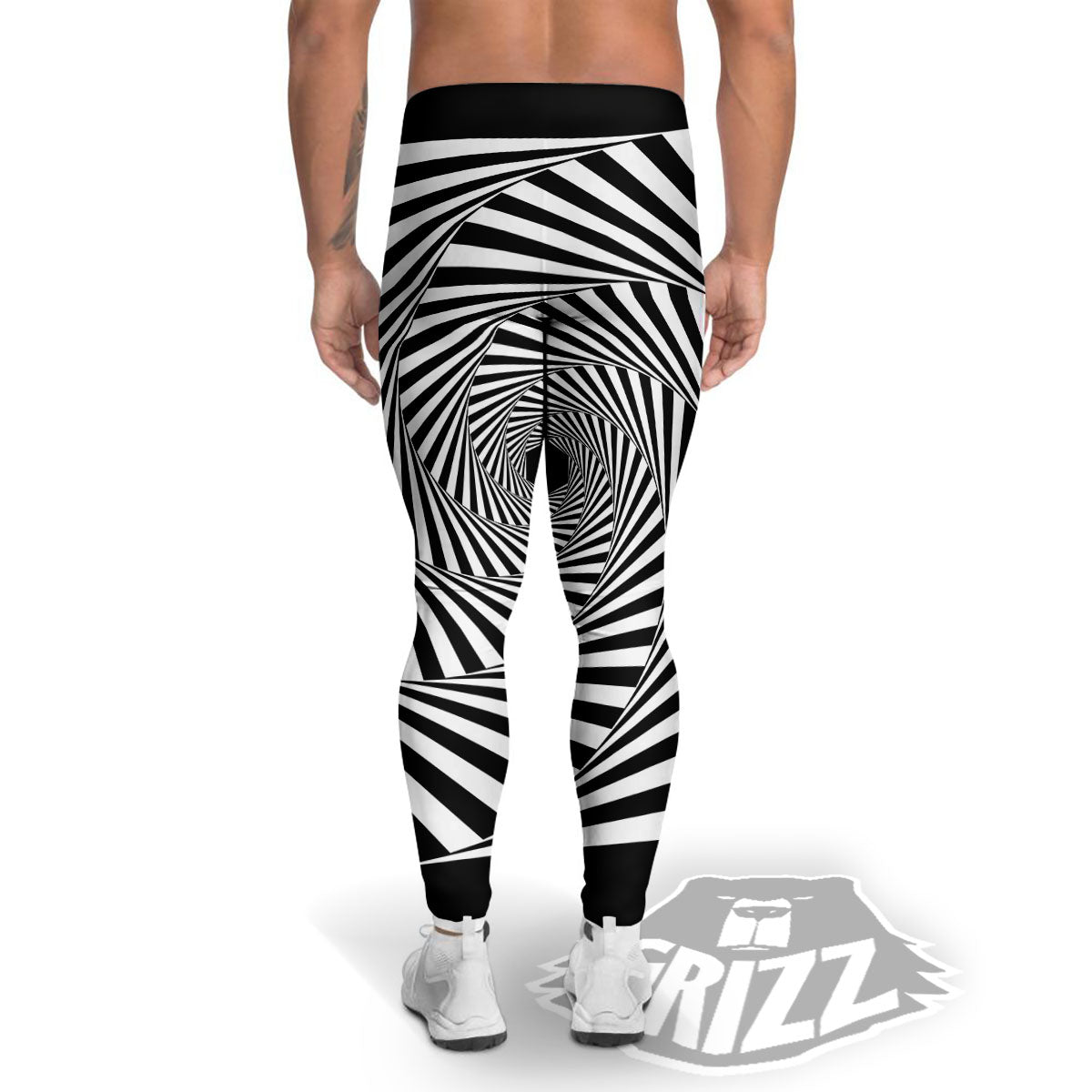 Motion Illusion Angular Swirl Print Men's Leggings-grizzshop