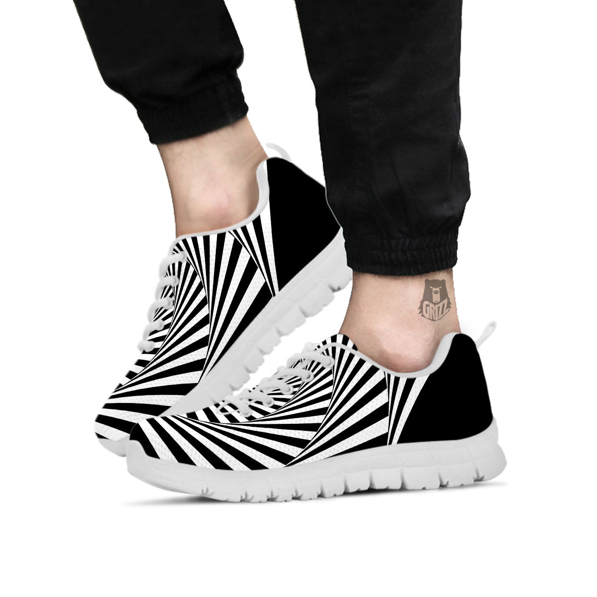 Motion Illusion Angular Swirl Print White Sneaker-grizzshop