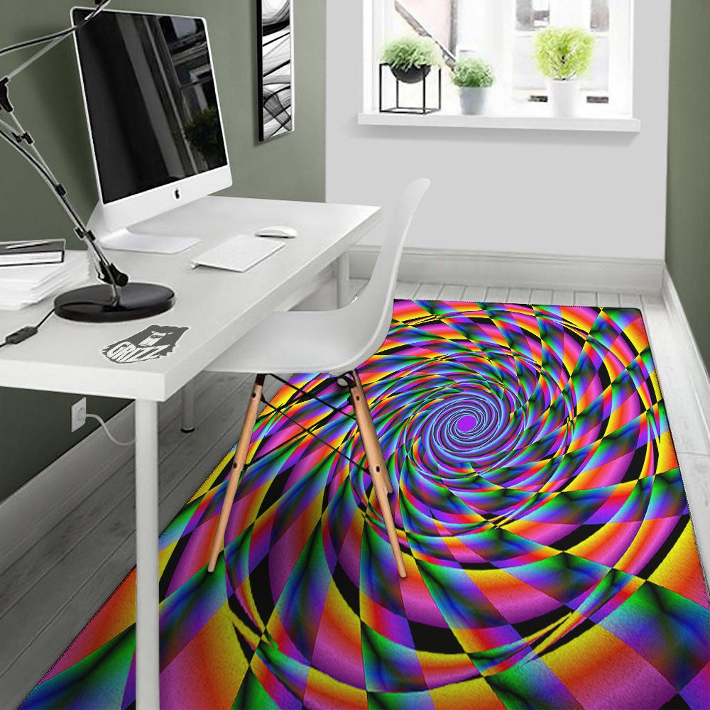 Motion Psychedelic Illusory Print Floor Mat-grizzshop