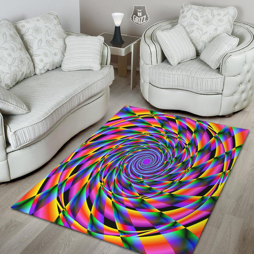 Motion Psychedelic Illusory Print Floor Mat-grizzshop
