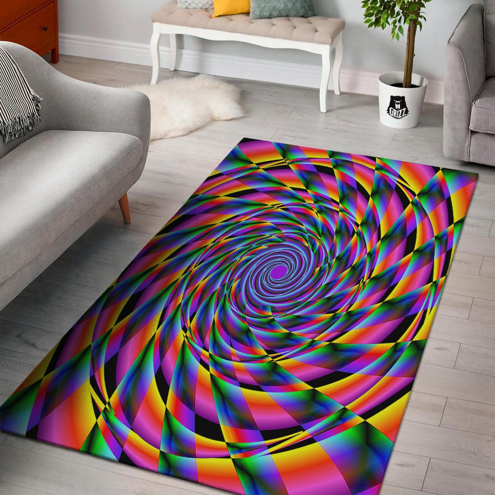 Motion Psychedelic Illusory Print Floor Mat-grizzshop