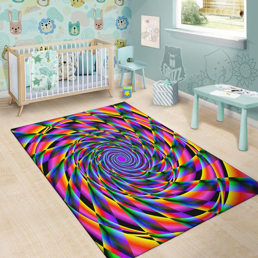 Motion Psychedelic Illusory Print Floor Mat-grizzshop