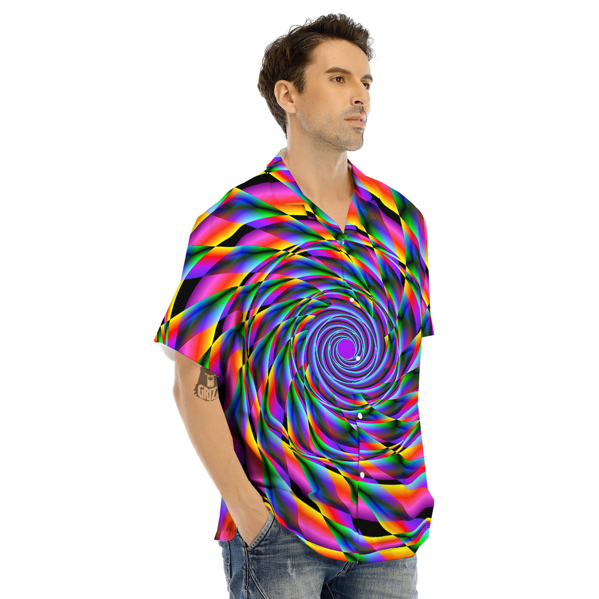Motion Psychedelic Illusory Print Men's Hawaiian Shirt-grizzshop
