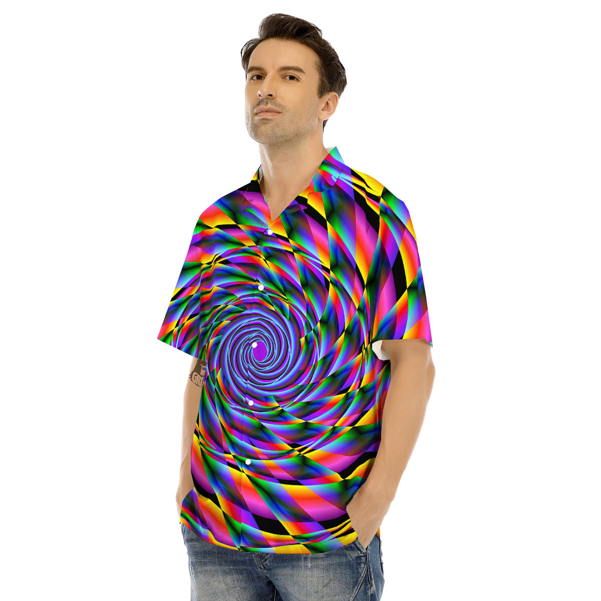 Motion Psychedelic Illusory Print Men's Hawaiian Shirt-grizzshop