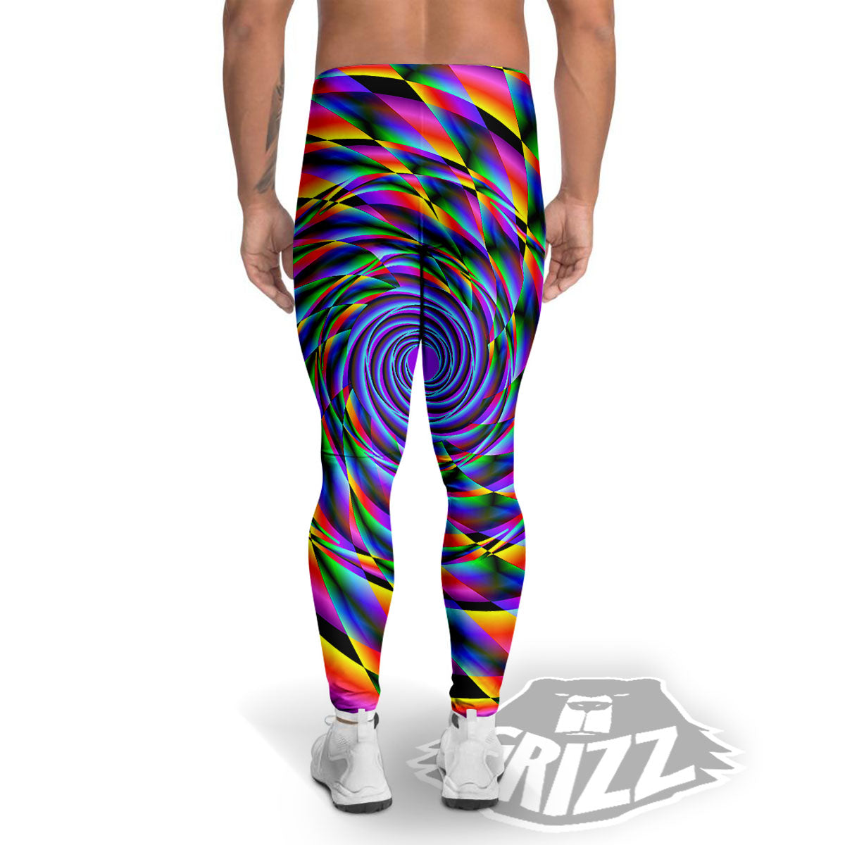 Motion Psychedelic Illusory Print Men's Leggings-grizzshop