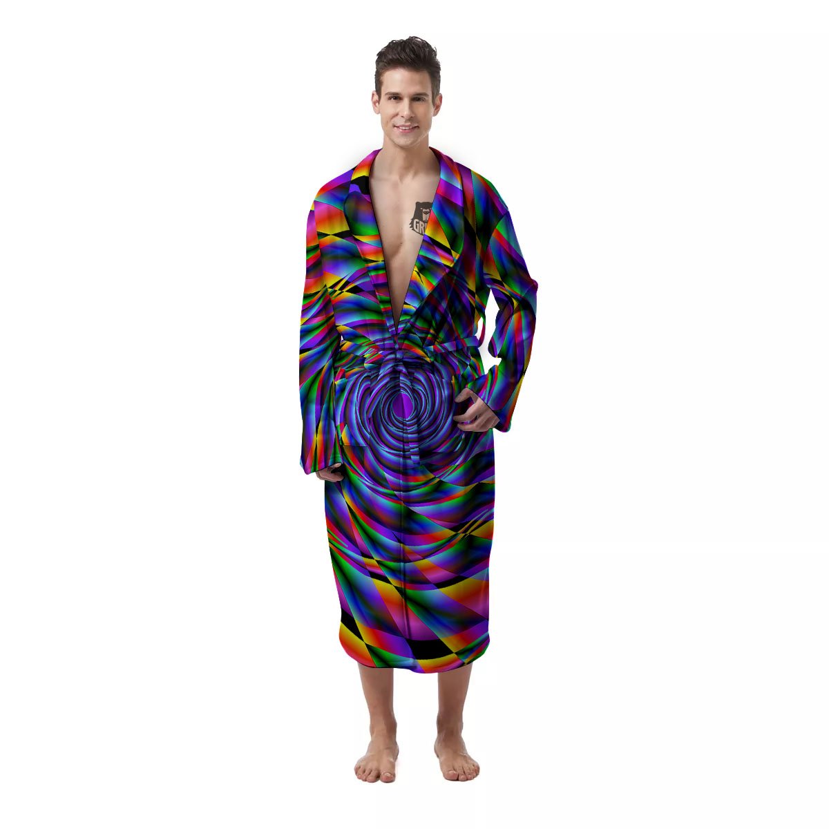 Motion Psychedelic Illusory Print Men's Robe-grizzshop
