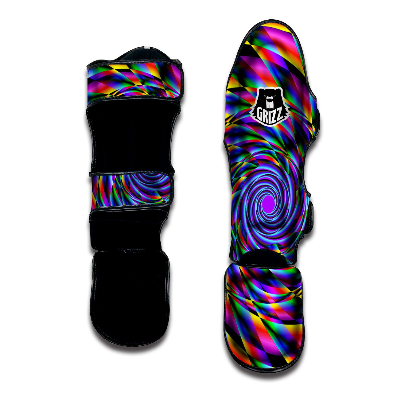 Motion Psychedelic Illusory Print Muay Thai Shin Guards-grizzshop