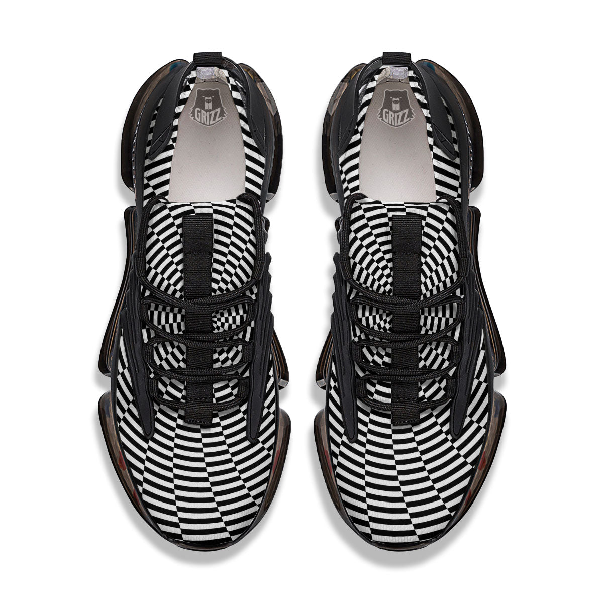 Motion Spiral Illusory Print Black Gym Shoes-grizzshop