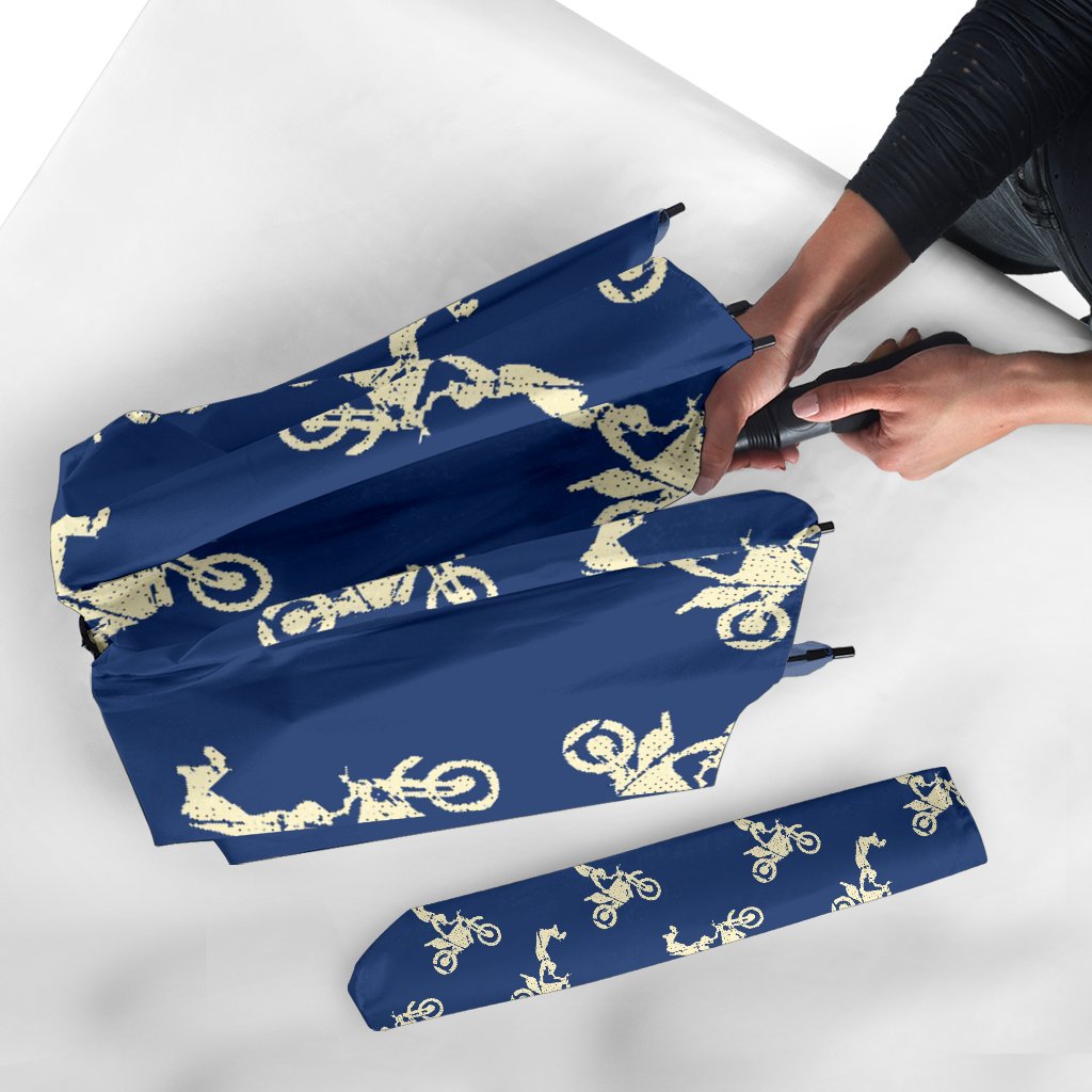 Motocross Pattern Print Automatic Foldable Umbrella-grizzshop