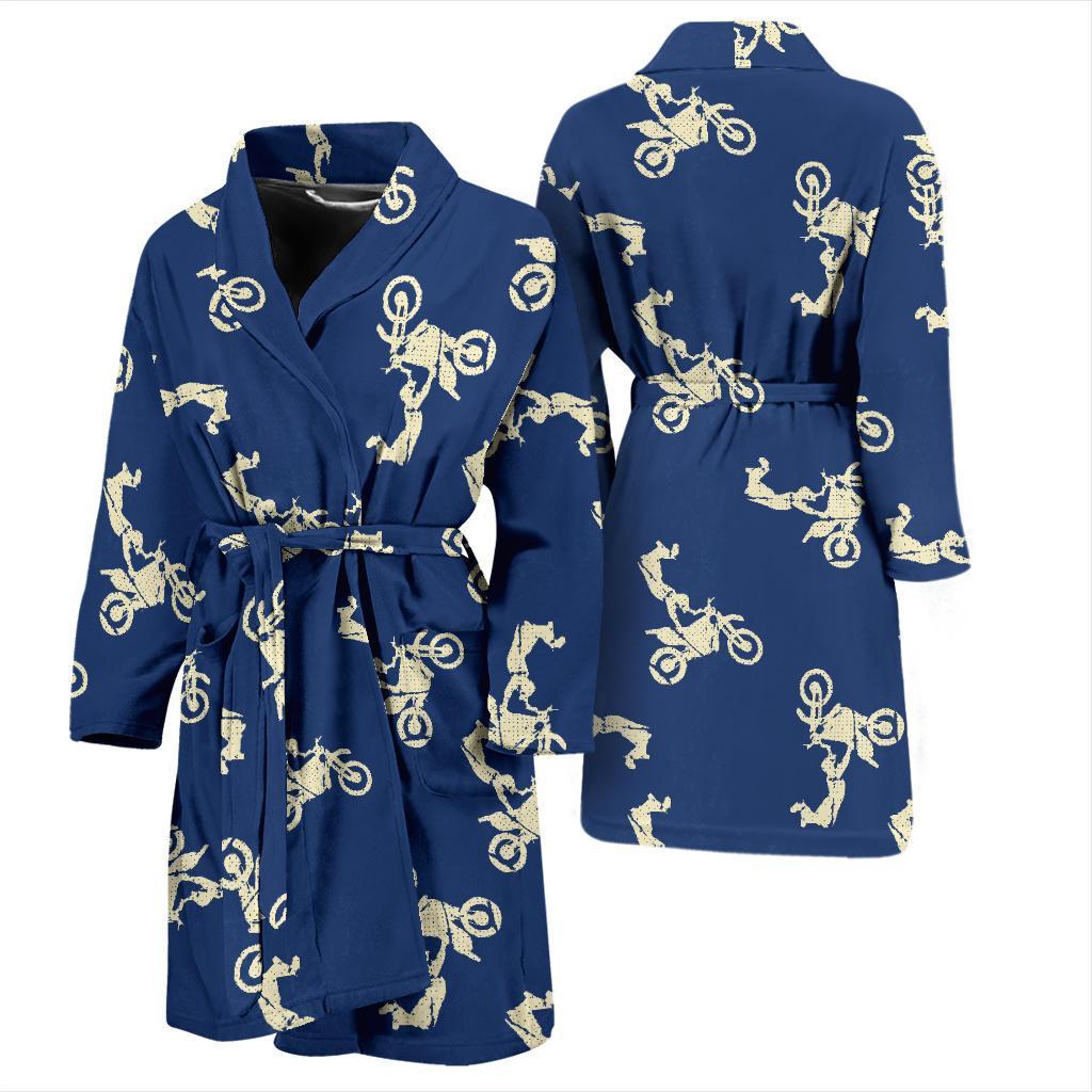 Motocross Pattern Print Men Long Robe-grizzshop