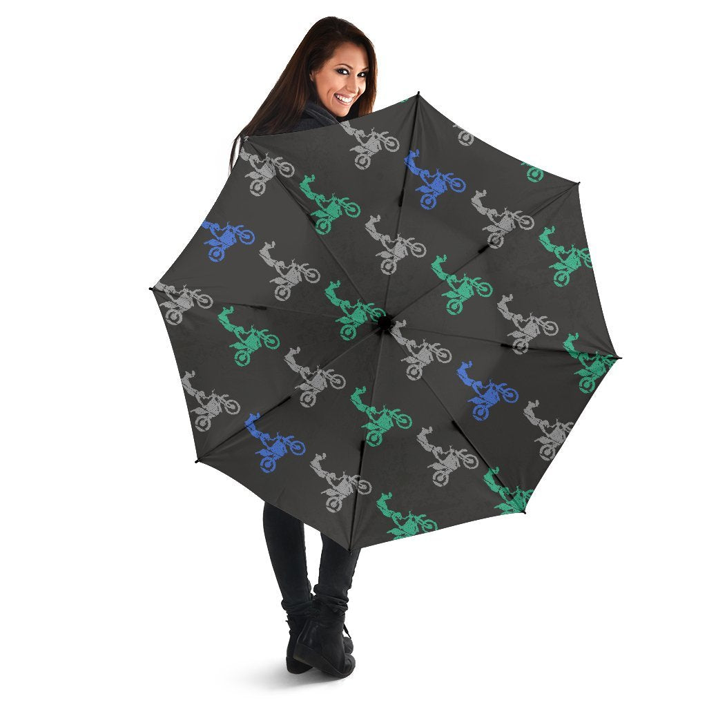 Motocross Print Pattern Automatic Foldable Umbrella-grizzshop