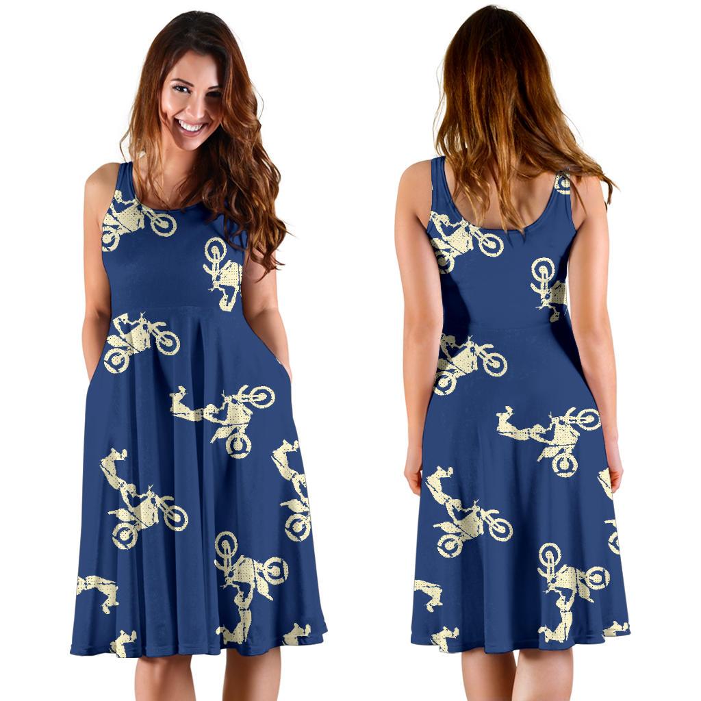 Motocross Pattern Print Dress-grizzshop
