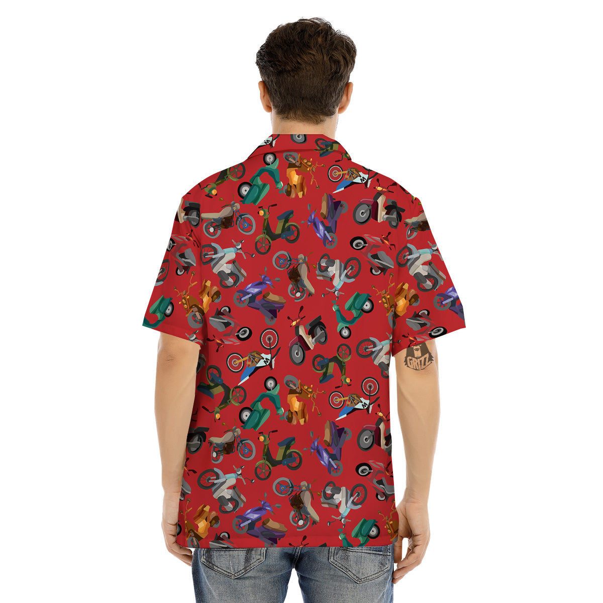 Motorcycle And Red Print Pattern Men's Hawaiian Shirt-grizzshop