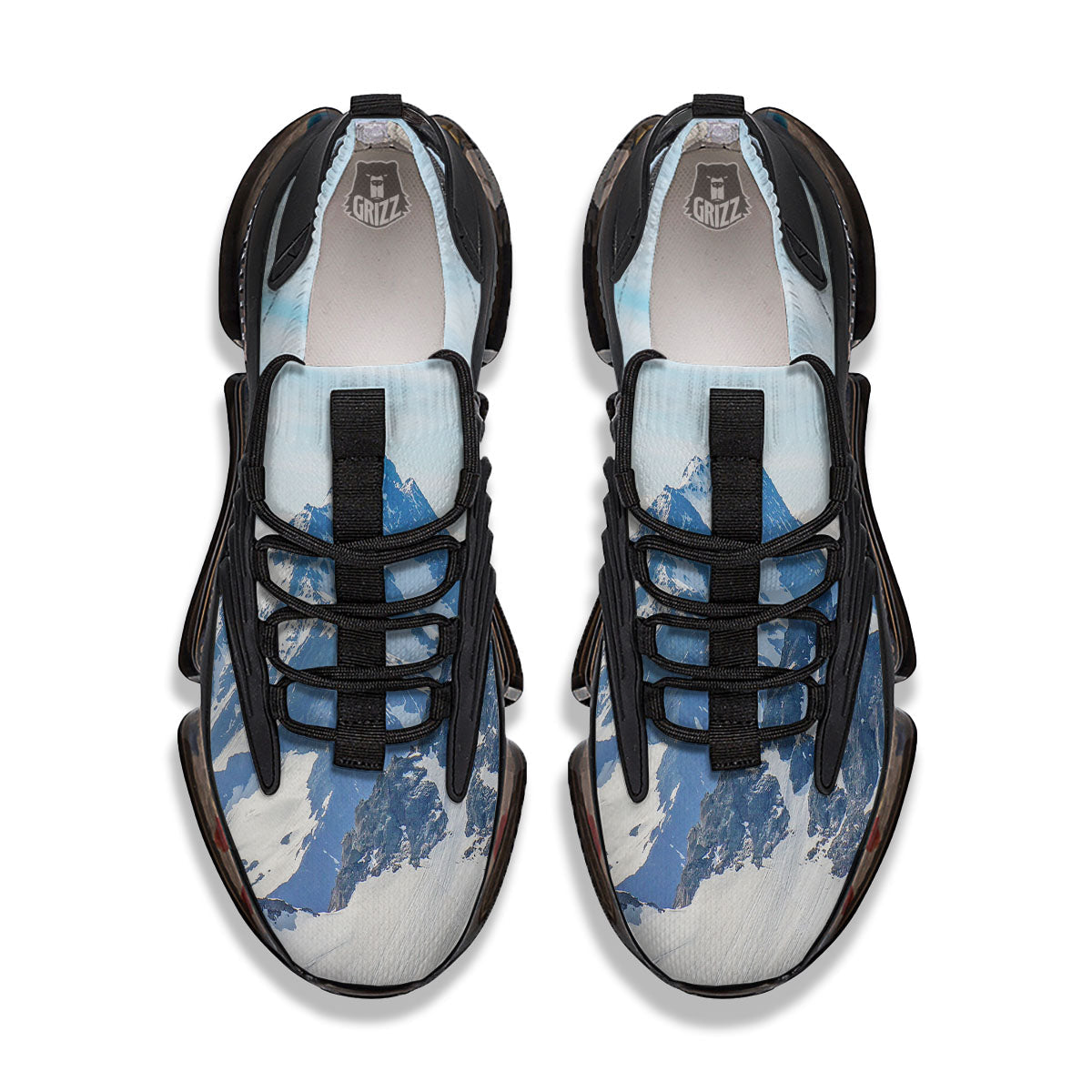 Mountain Alps Print Black Gym Shoes-grizzshop