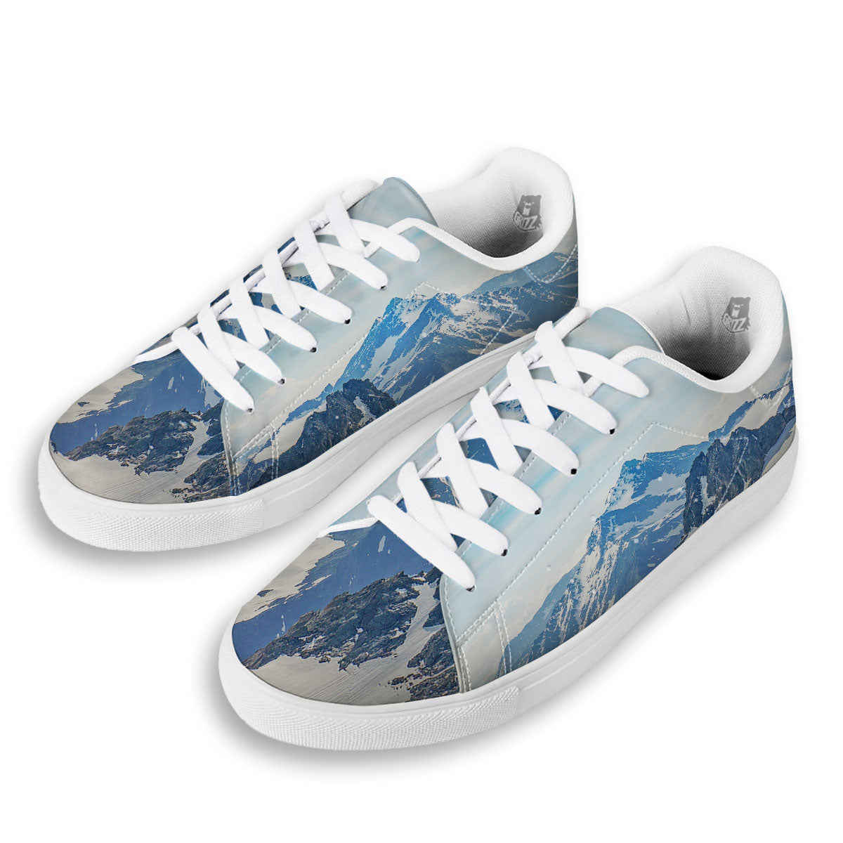 Mountain Alps Print White Low Top Sneakers-grizzshop