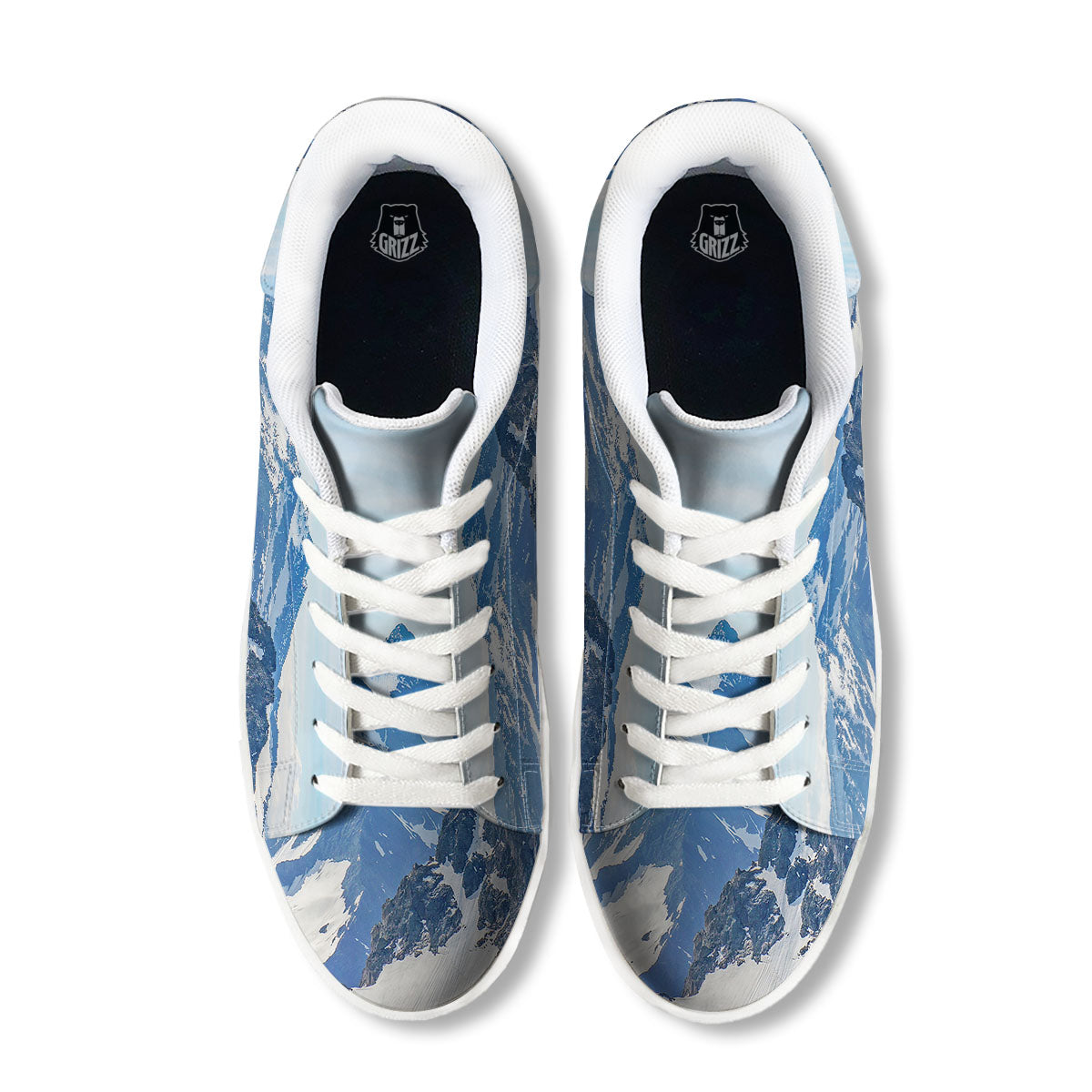 Mountain Alps Print White Low Top Sneakers-grizzshop