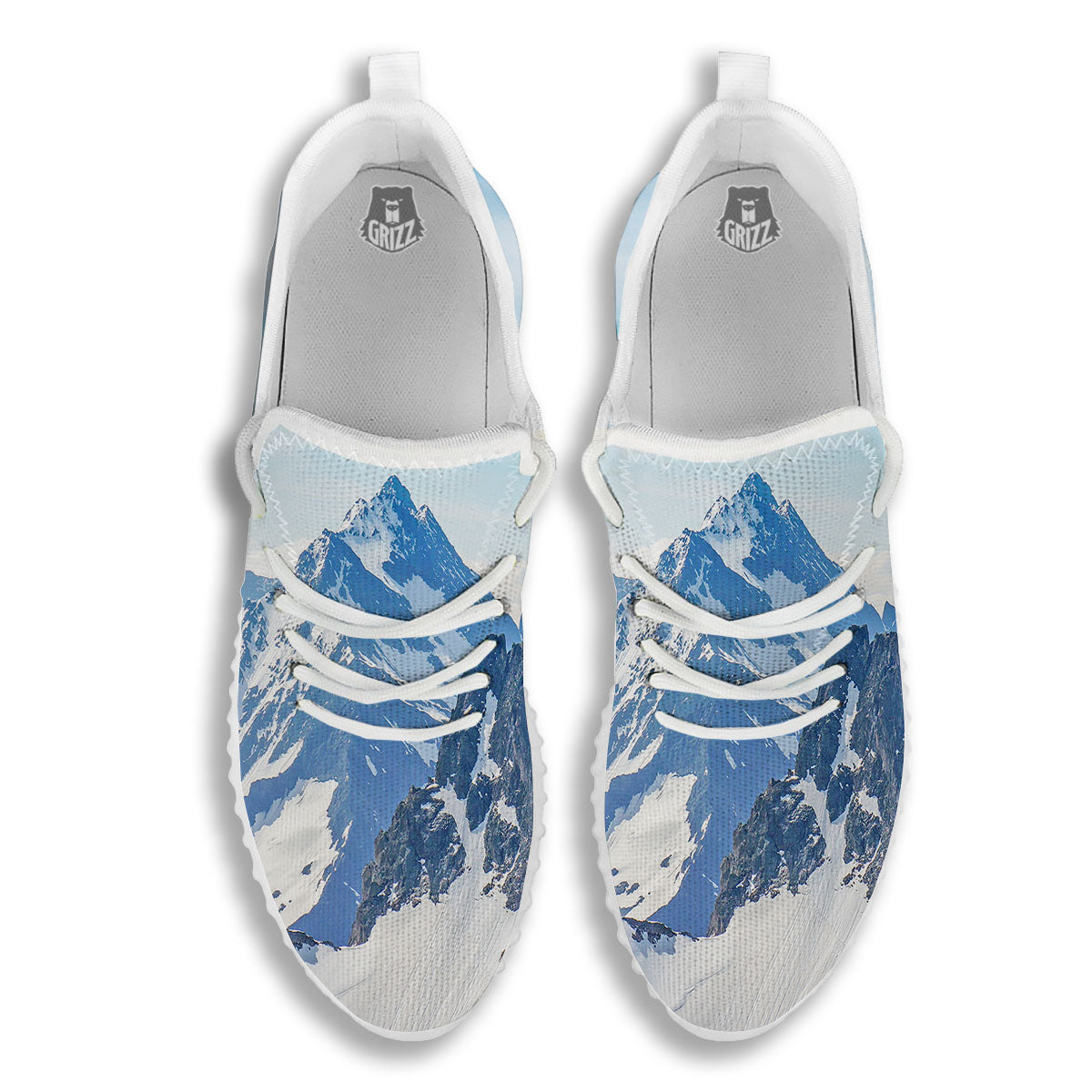 Mountain Alps Print White Walking Shoes-grizzshop