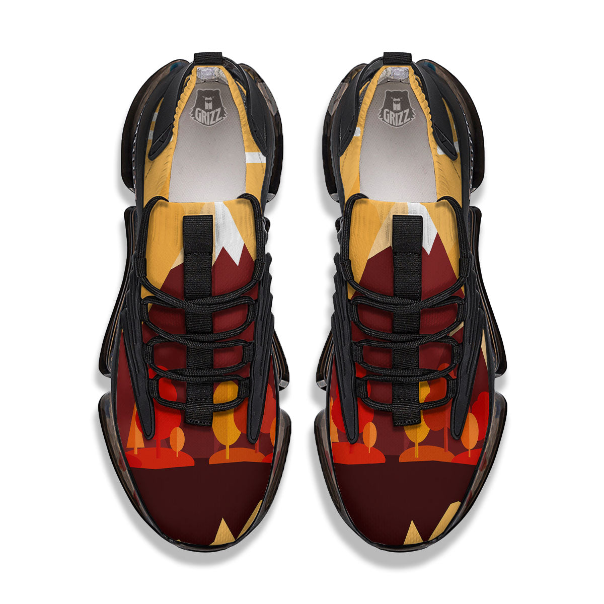 Mountain Autumn Print Black Gym Shoes-grizzshop
