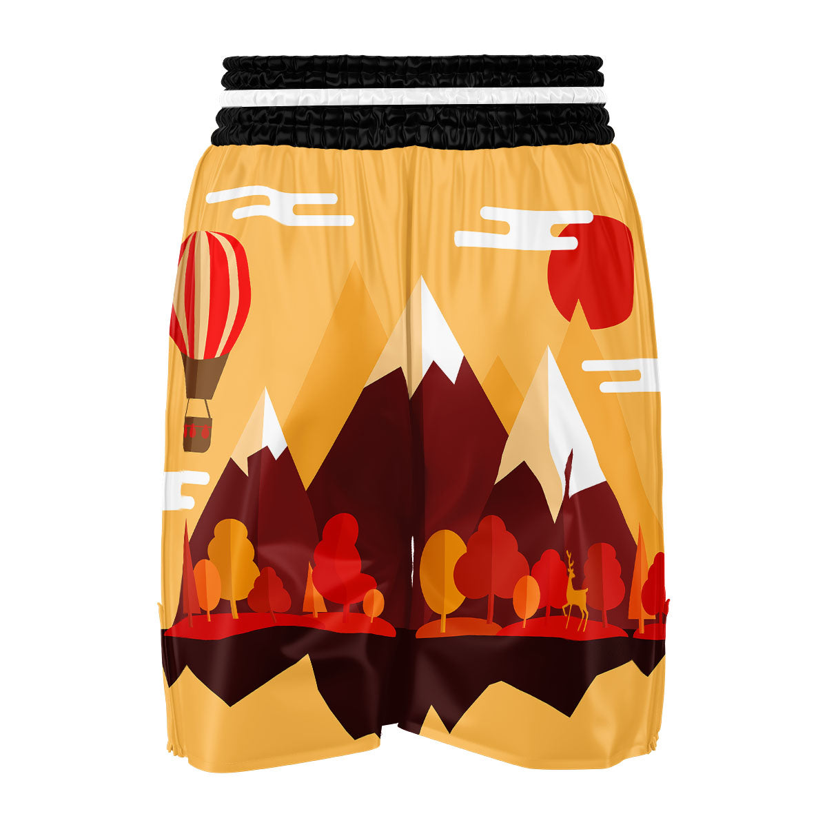 Mountain Autumn Print Boxing Shorts-grizzshop