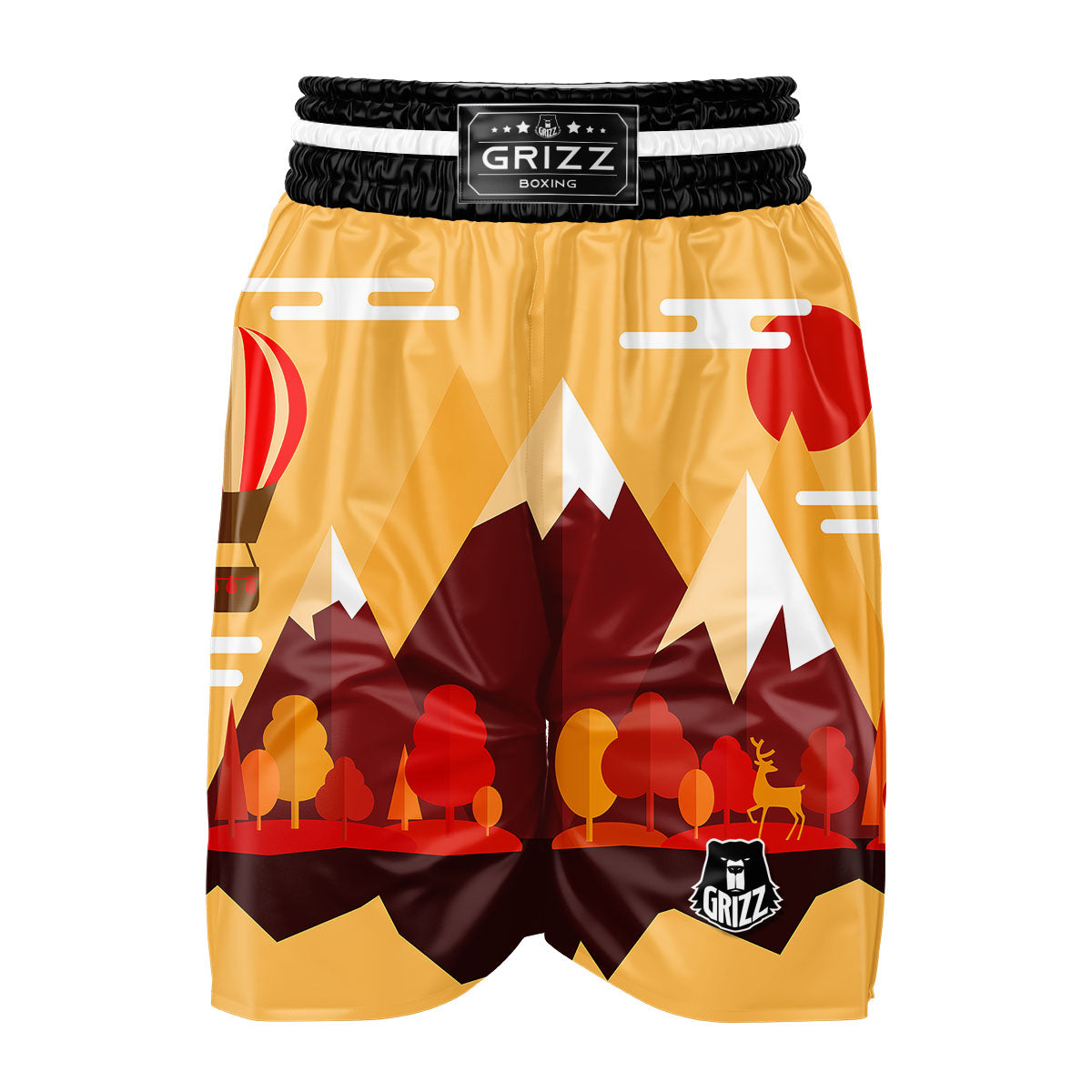 Mountain Autumn Print Boxing Shorts-grizzshop