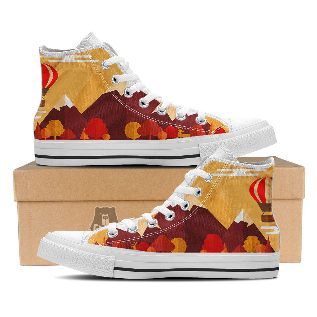 Mountain Autumn Print White High Top Shoes-grizzshop