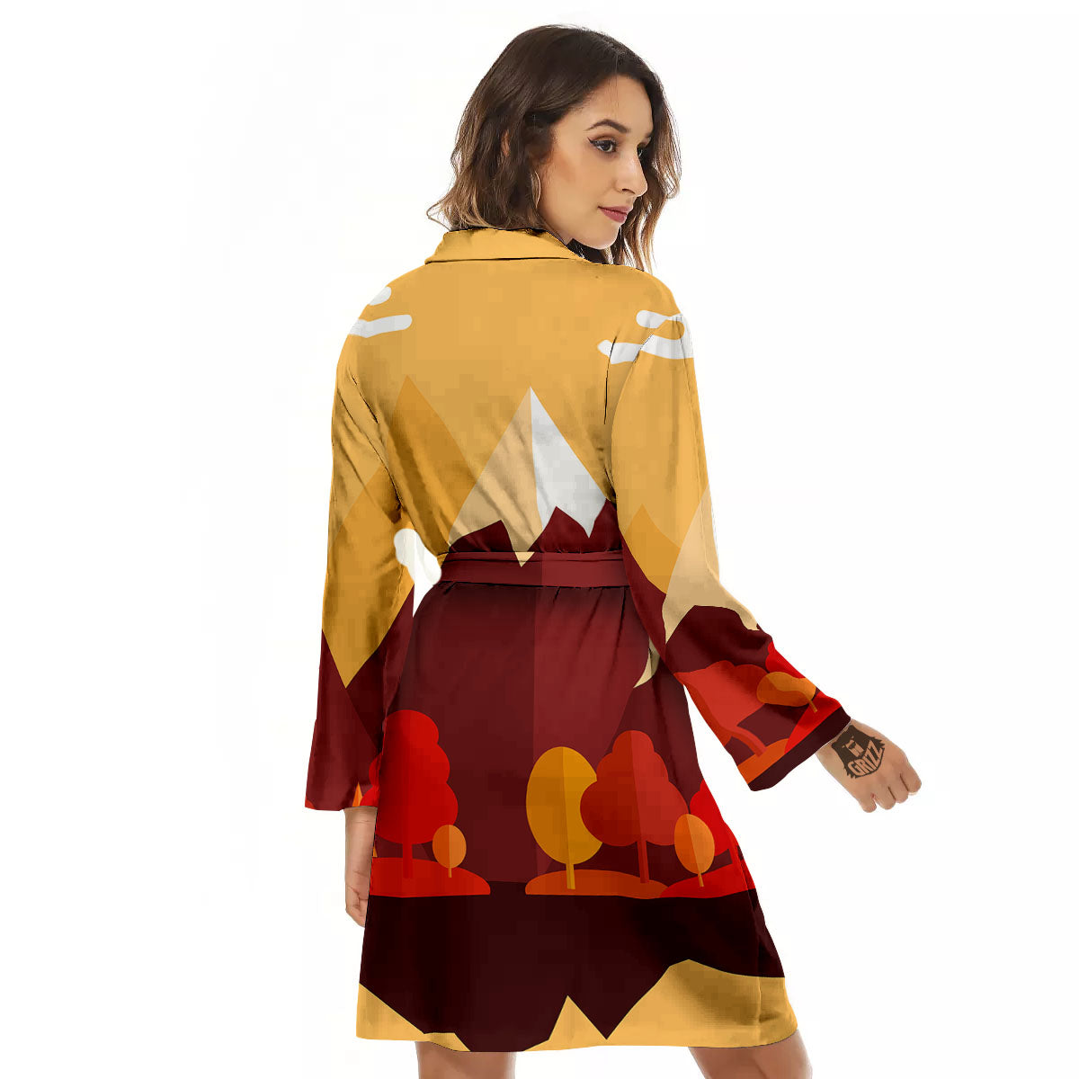 Mountain Autumn Print Women's Robe-grizzshop