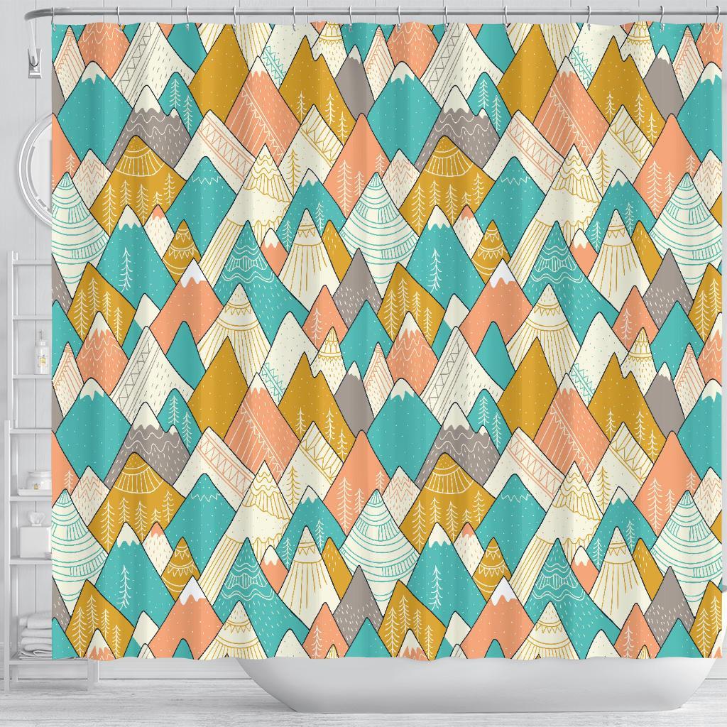 Mountain Colorful Pattern Print Bathroom Shower Curtain-grizzshop