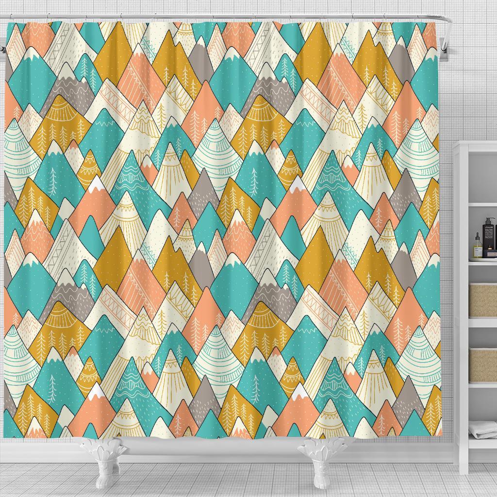 Mountain Colorful Pattern Print Bathroom Shower Curtain-grizzshop