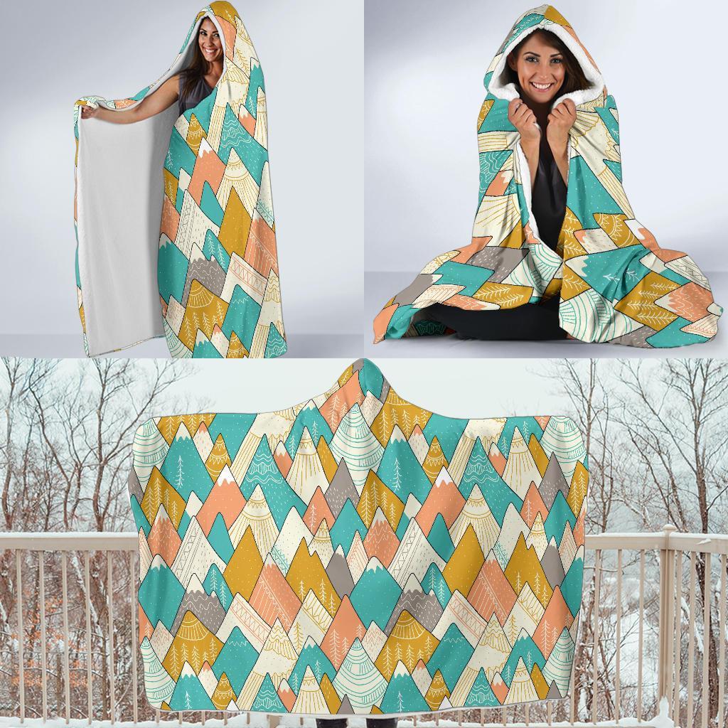 Mountain Colorful Pattern Print Hooded Blanket-grizzshop