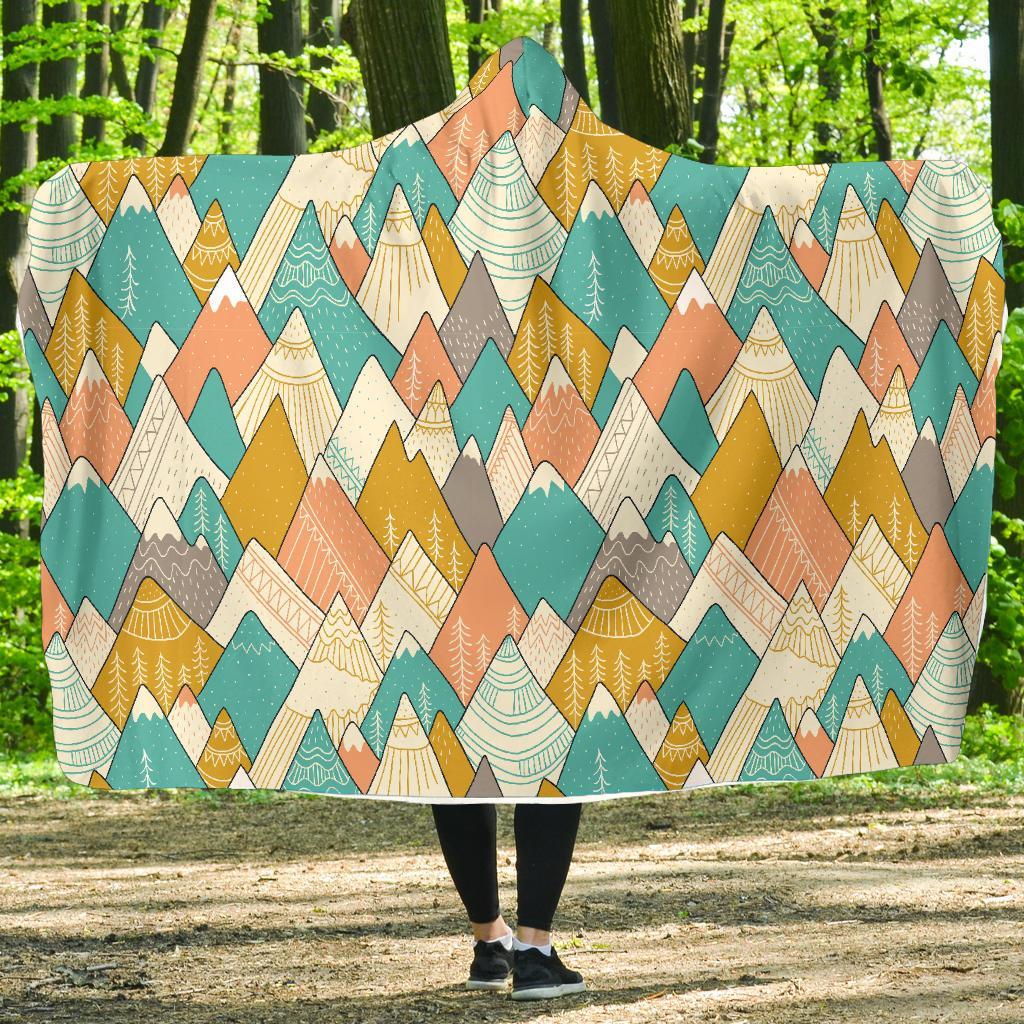 Mountain Colorful Pattern Print Hooded Blanket-grizzshop
