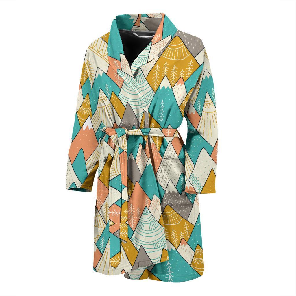 Mountain Colorful Pattern Print Men Long Robe-grizzshop