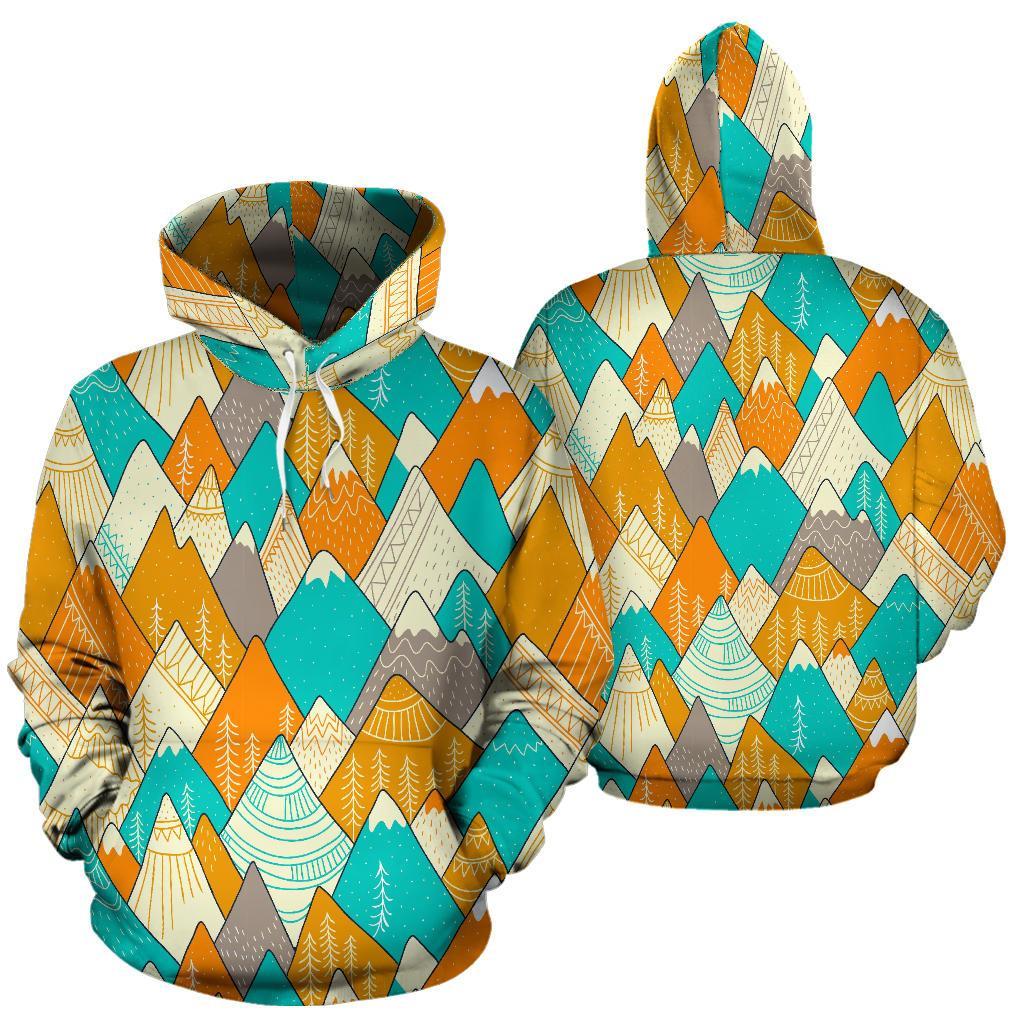 Mountain Colorful Pattern Print Men Women Pullover Hoodie-grizzshop