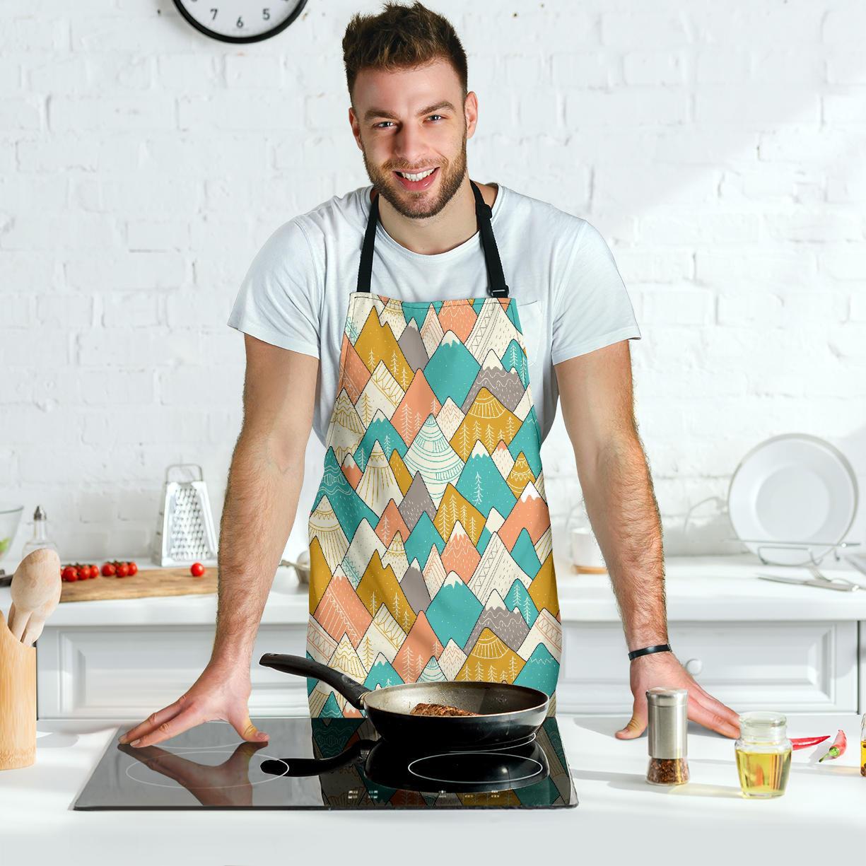 Mountain Colorful Pattern Print Men's Apron-grizzshop