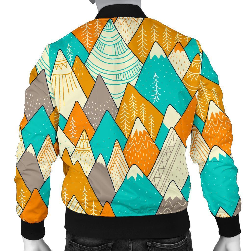 Mountain Colorful Pattern Print Men's Bomber Jacket-grizzshop