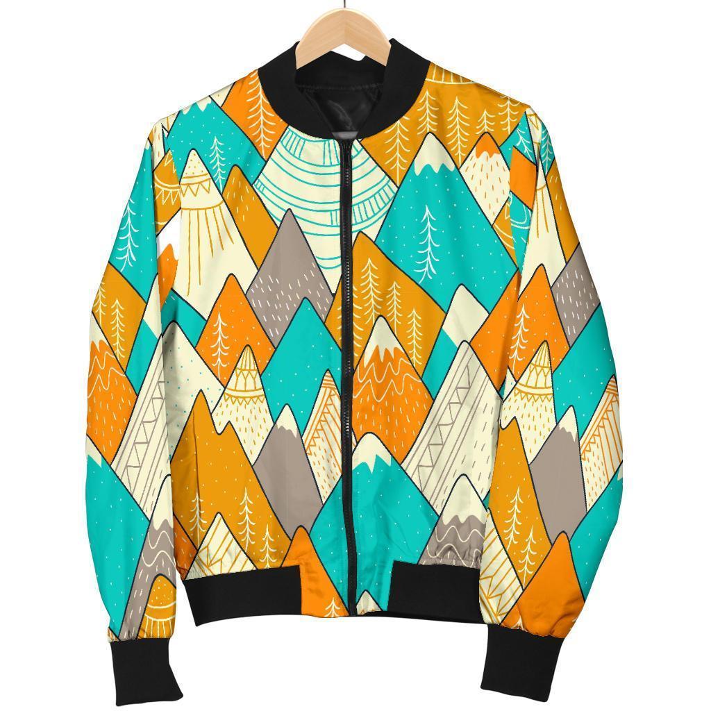 Mountain Colorful Pattern Print Men's Bomber Jacket-grizzshop
