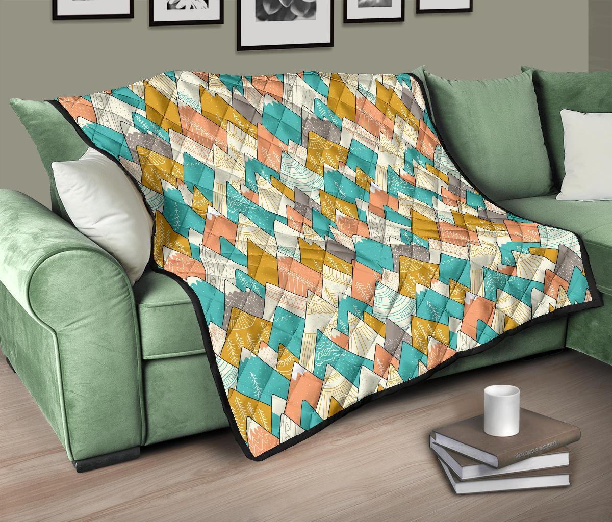 Mountain Colorful Pattern Print Quilt-grizzshop
